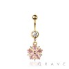 316L SURGICAL STEEL MULTI CZ SAKURA FLOWER DANGLE BELLY BUTTON NAVEL RING 